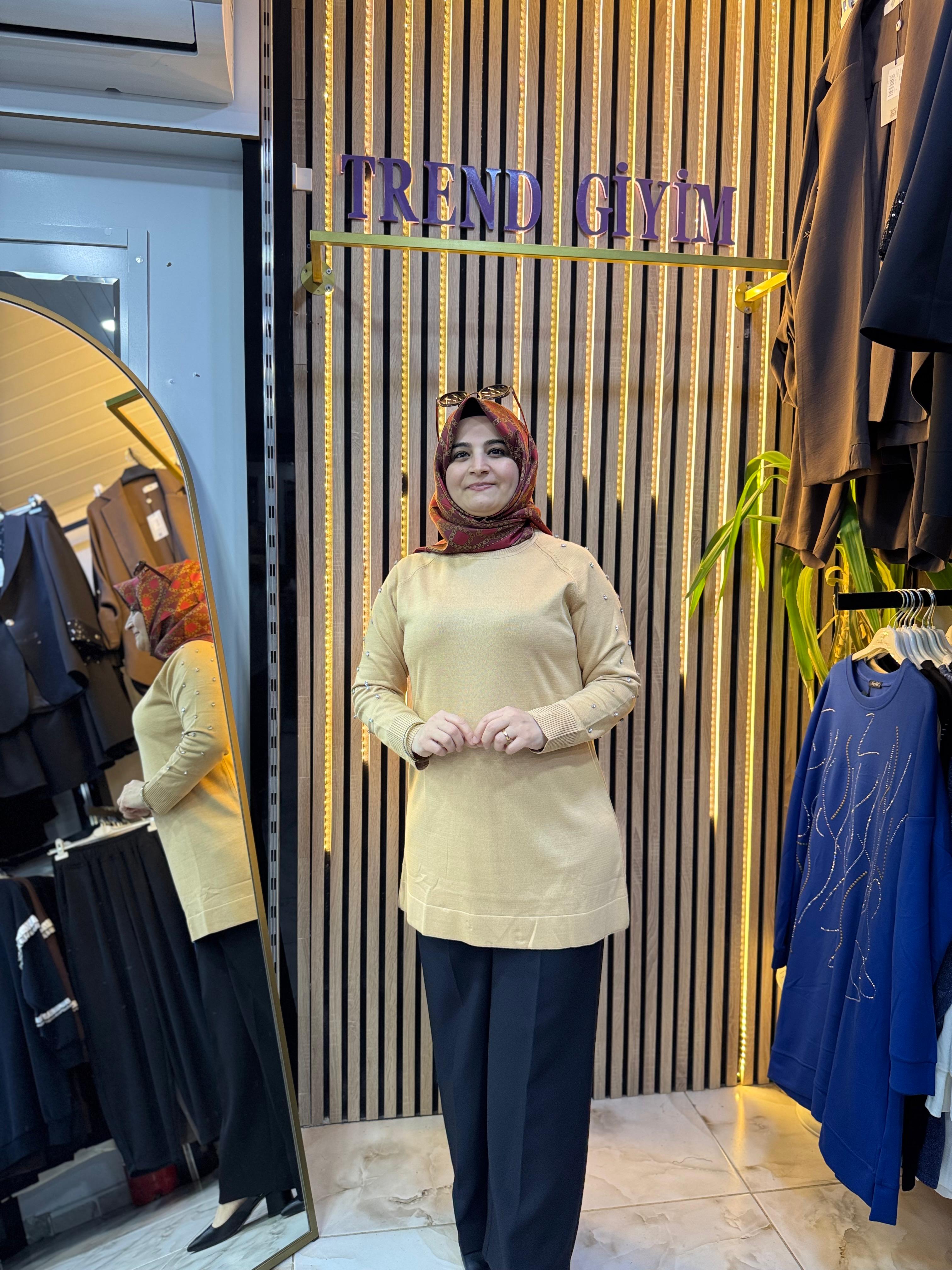 MERSERİZE KOLU TAŞLI TUNİK TN50