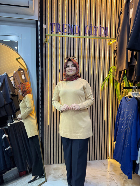 MERSERİZE KOLU TAŞLI TUNİK TN50